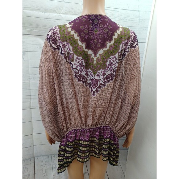 Lane Bryant Chiffon Purple Black Green Semi Sheer Sz 18/20 - Picture 4 of 8